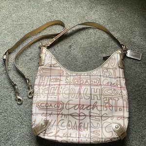 COACH 13309 Gold Tattersall Graffiti Hobo Bag